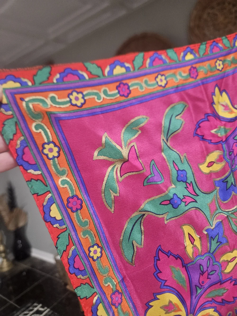 Vintage Liz Claiborne 100% Silk Floral Square Scarf Pink Red Multicolor